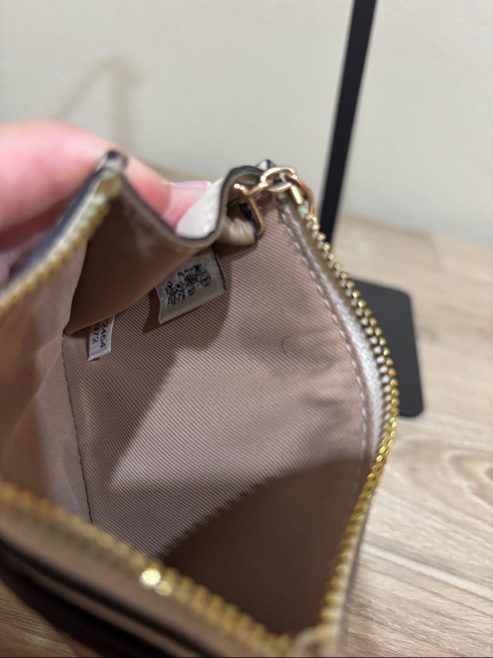 Coach Beige Floral Signature Zip Card Case with Pink Accents - Picture 6 of 6